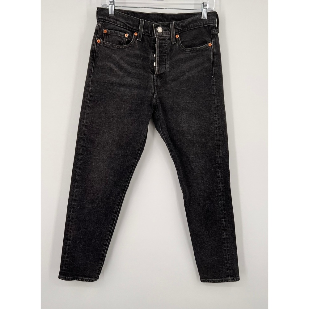 Levis 501 Original Fit Washed Black High Rise Button Fly Jeans W28 L28